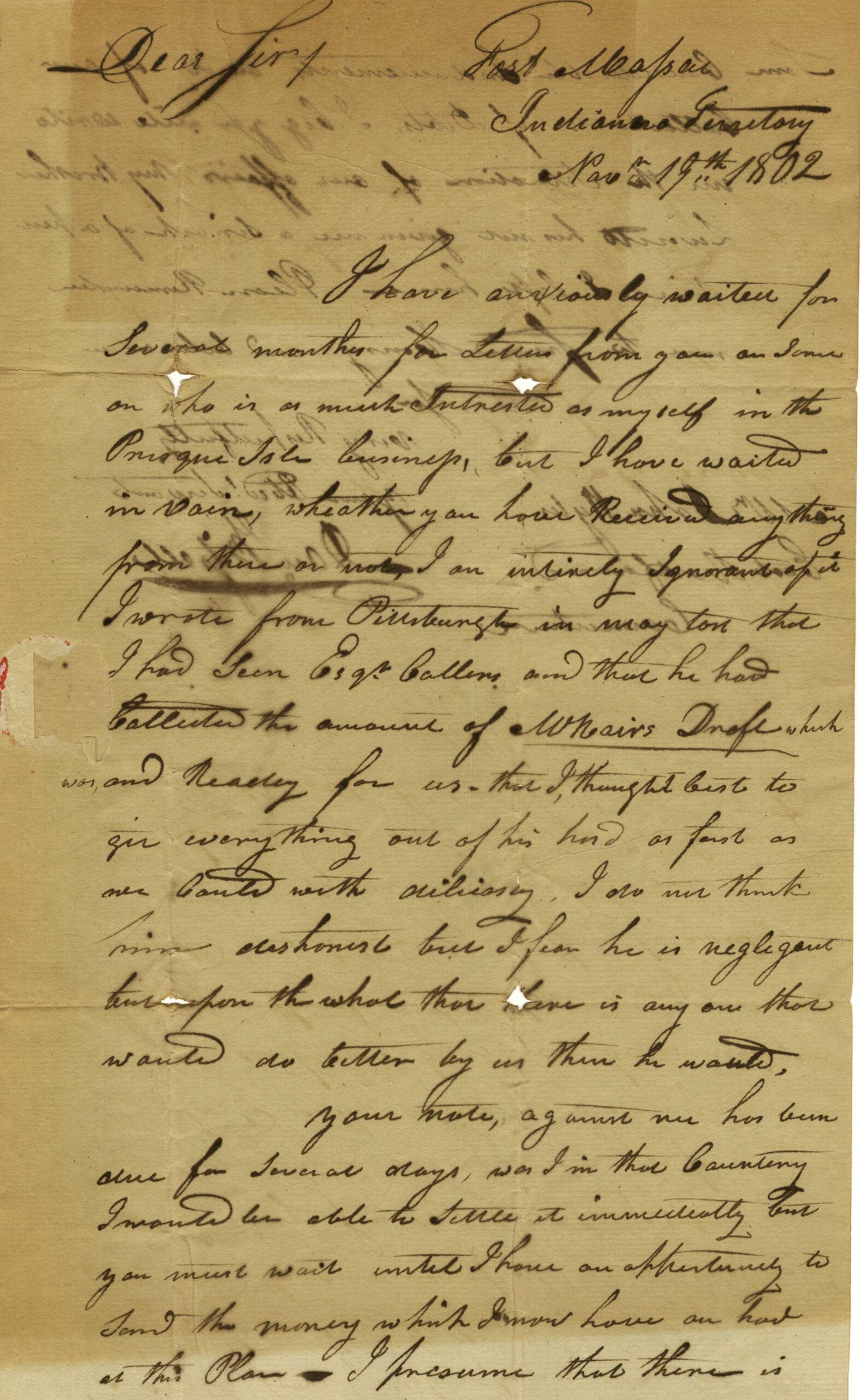 1802/11/19 Letter from Daniel Bissell to John Wyles, Sr.