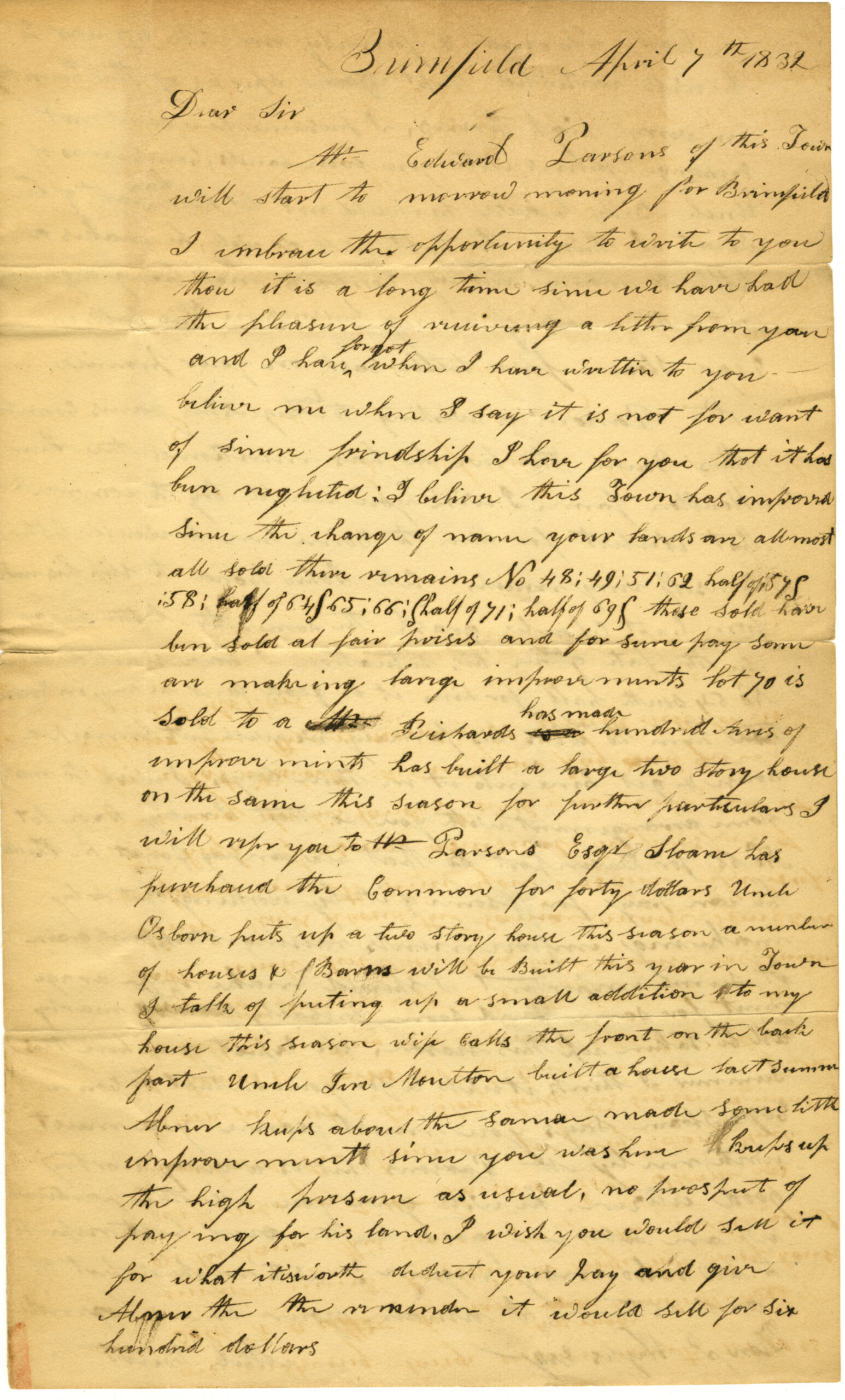 1832/04/07 Letter from Abel Burt to John Wyles, Jr.
